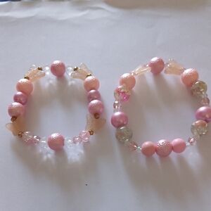Elegant Pink Beaded Bracelet Set